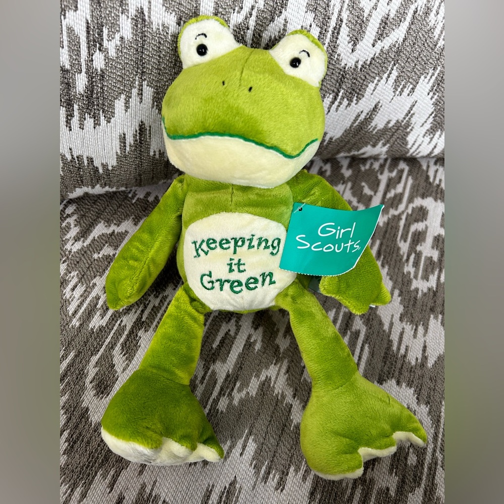 Girl Scouts Mary Meyer Frog Keeping it Green Stuffed Animal Plush Toy 10" RARE